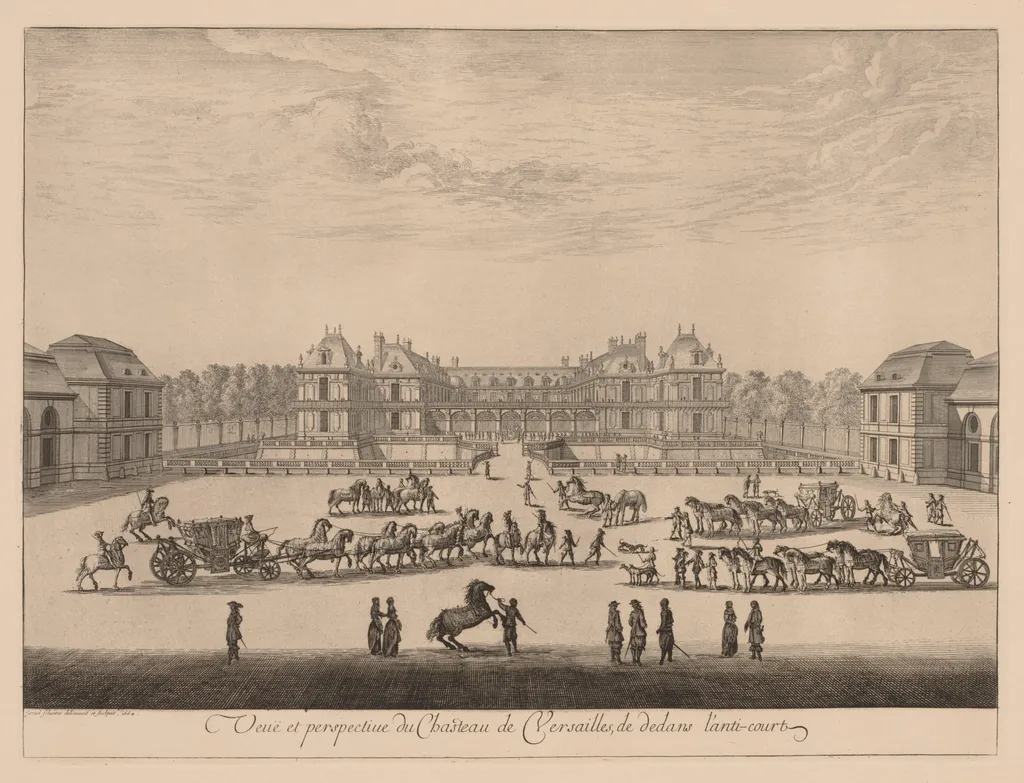 Vue et perspective du Château de Versailles, de dedans l'anti-cour, by Israël Silvestre, 1664
