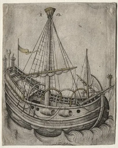 A Ship Moving Toward the Right, by Israhel van Meckenem