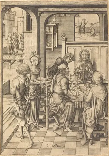 Christ at Emmaus, by Israhel van Meckenem