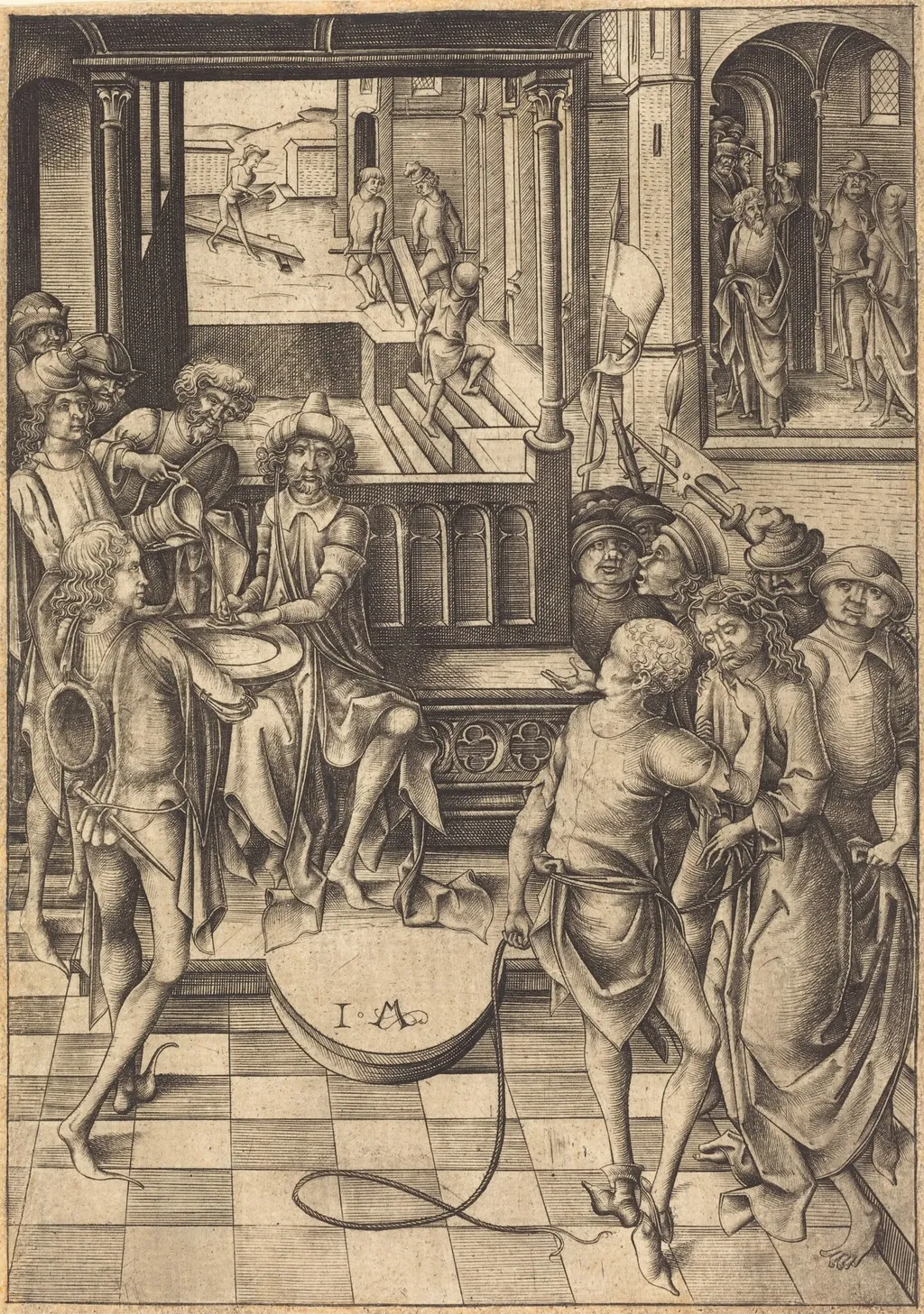 Christ before Pilate, by Israhel van Meckenem, ink, 1480