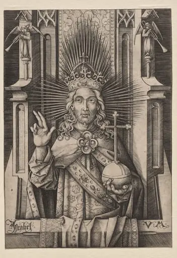 Christ the Redeemer (Salvator Mundi), by Israhel van Meckenem