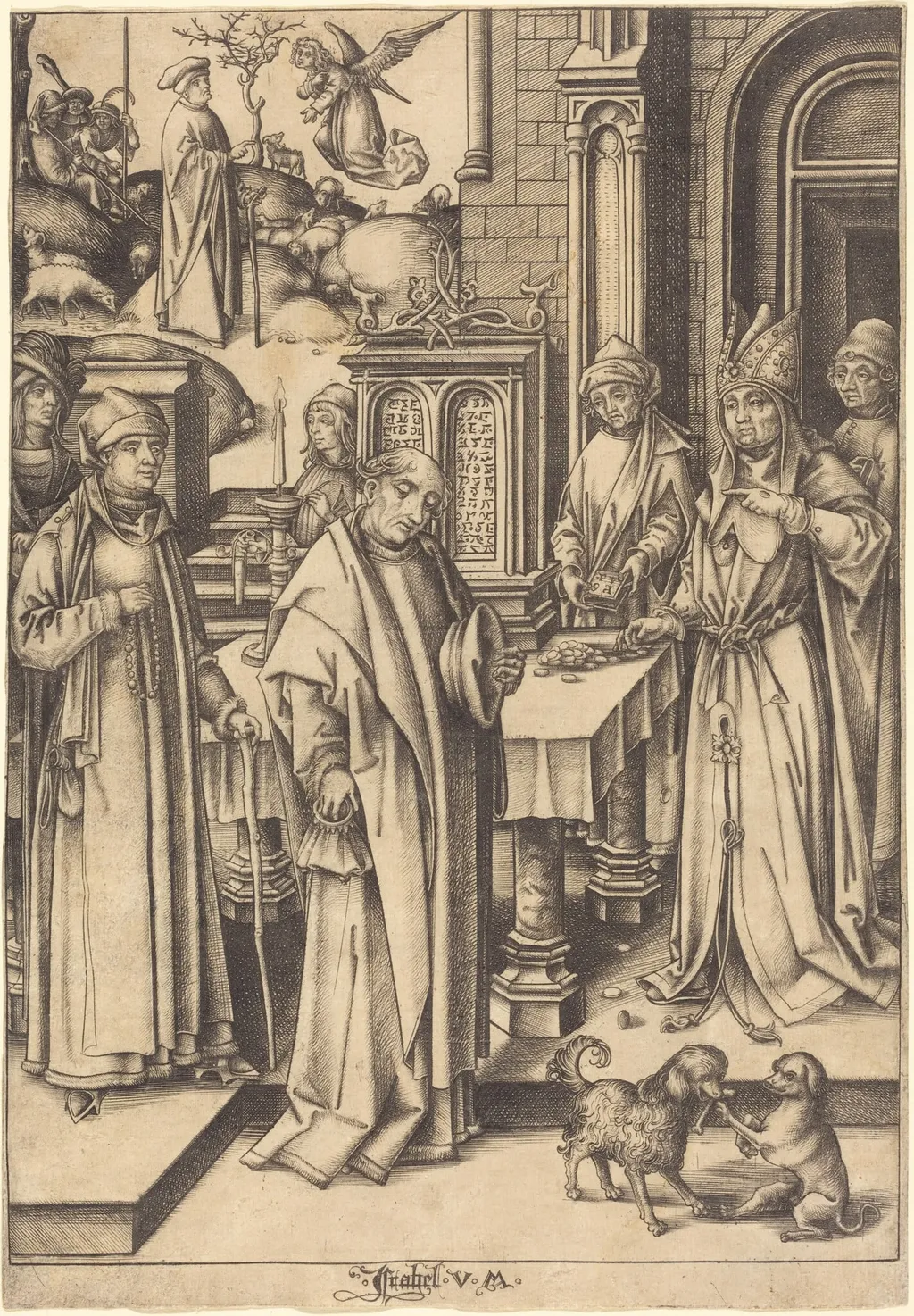 Joachim's Sacrifice, by Israhel van Meckenem, ink, 1495