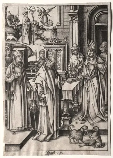 Life of the Virgin: High Priest Rejecting the Offering of Joachim, by Israhel van Meckenem