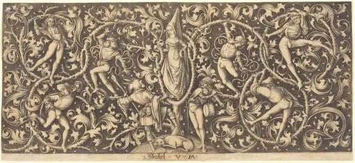 Ornament with Morris Dancers, by Israhel van Meckenem