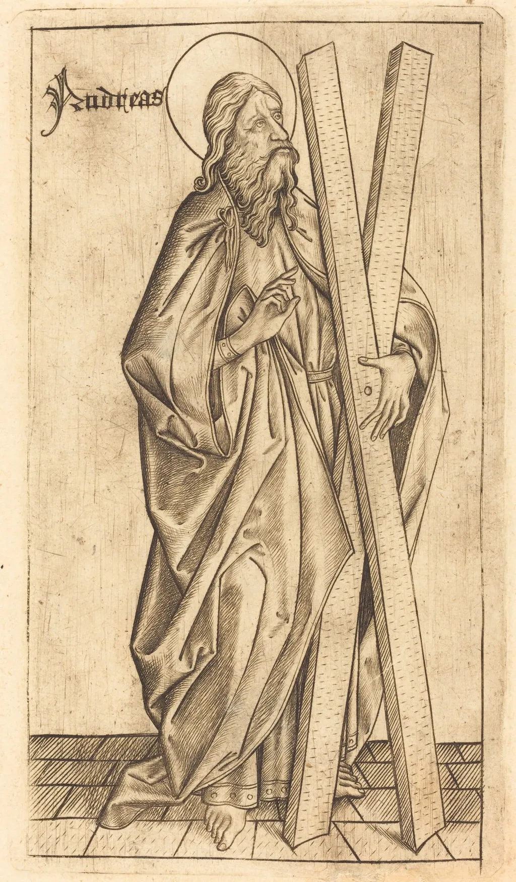 Saint Andrew, by Israhel van Meckenem, ink, 1475