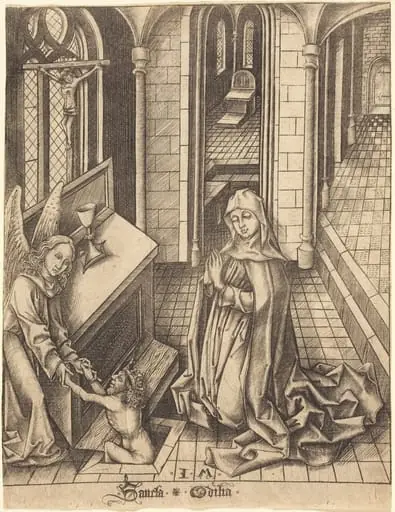 Saint Ottilia, by Israhel van Meckenem