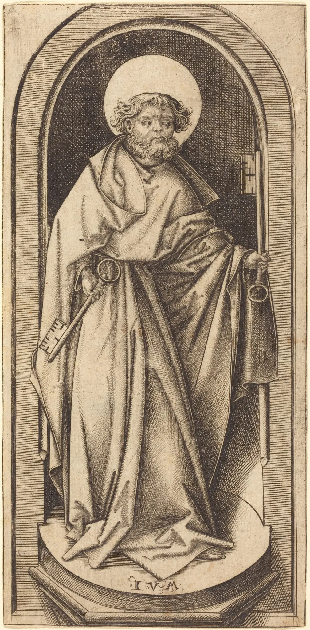 Saint Peter, by Israhel van Meckenem, ink, 1496