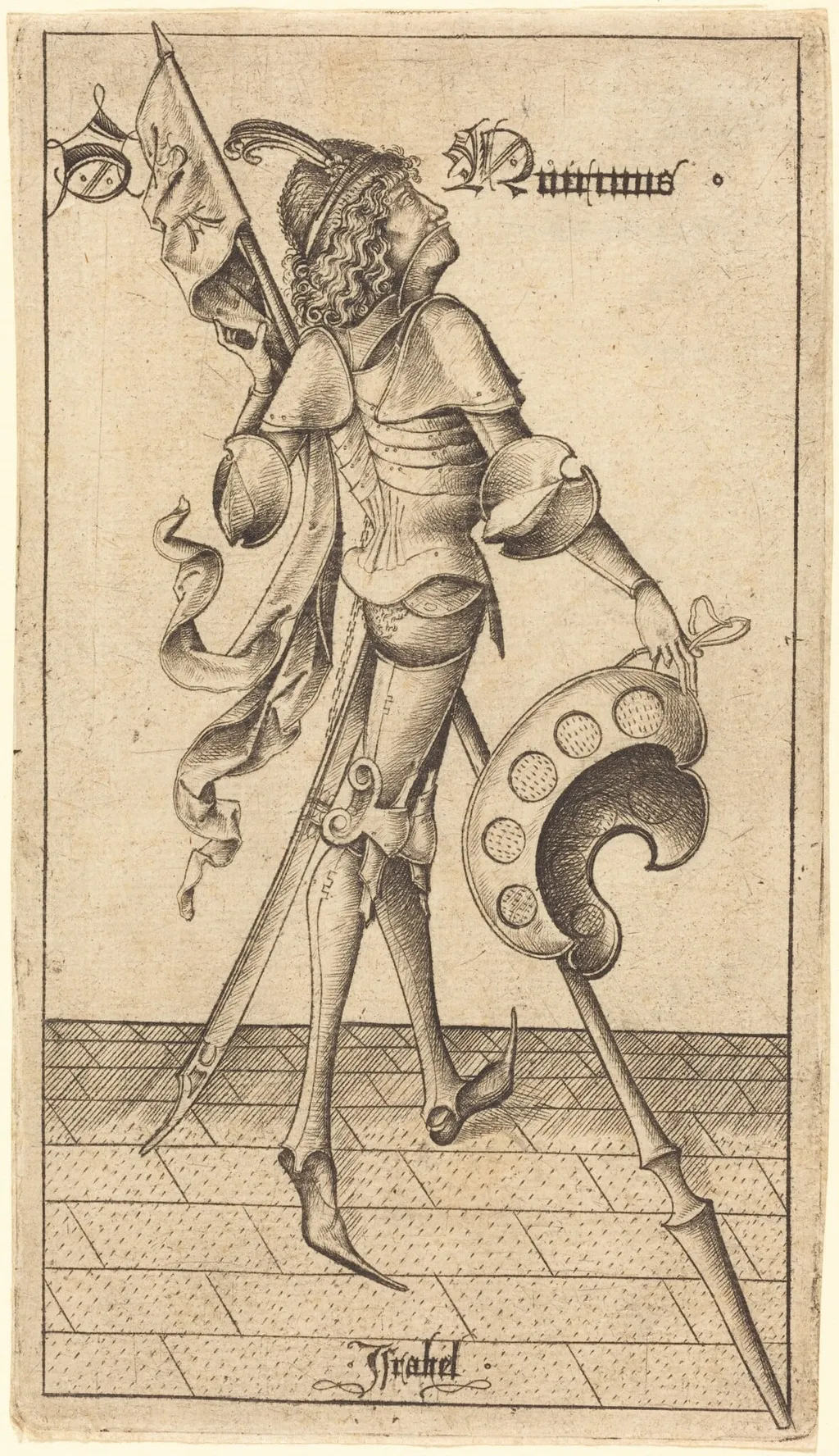 Saint Quirinus of Neuss, by Israhel van Meckenem, ink, 1474