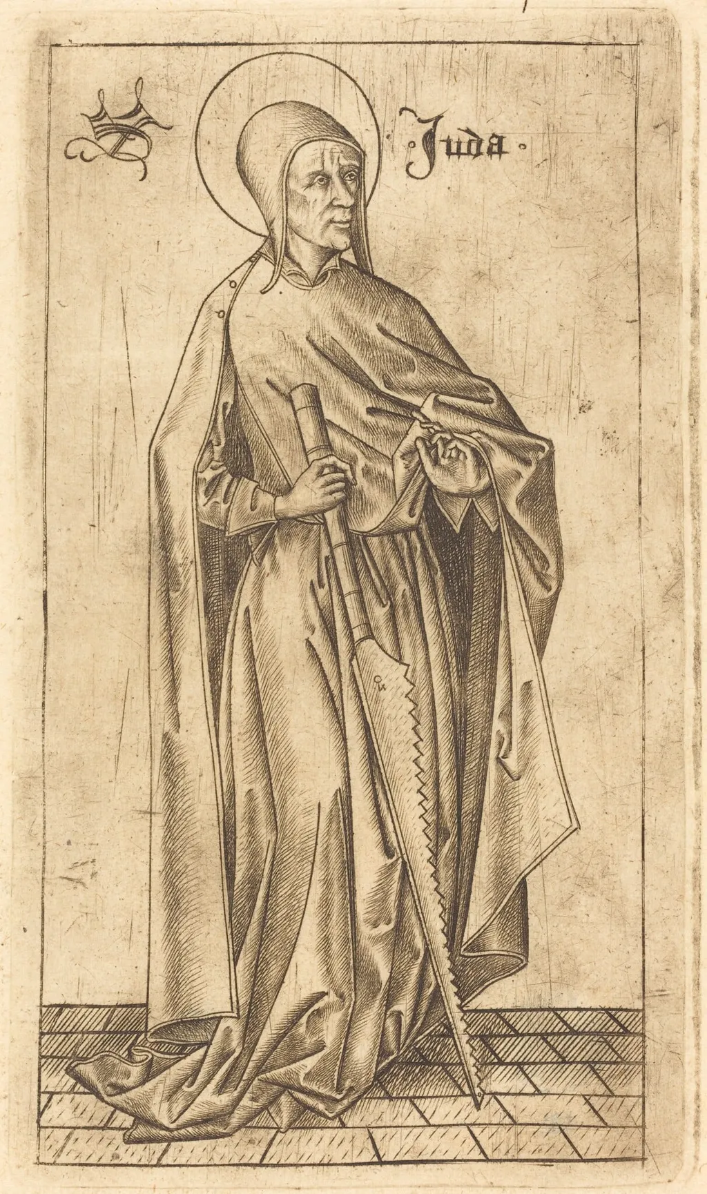 Saint Simon Zelotes (?) or Saint Judas Thaddeus (?), by Israhel van Meckenem, ink, 1475