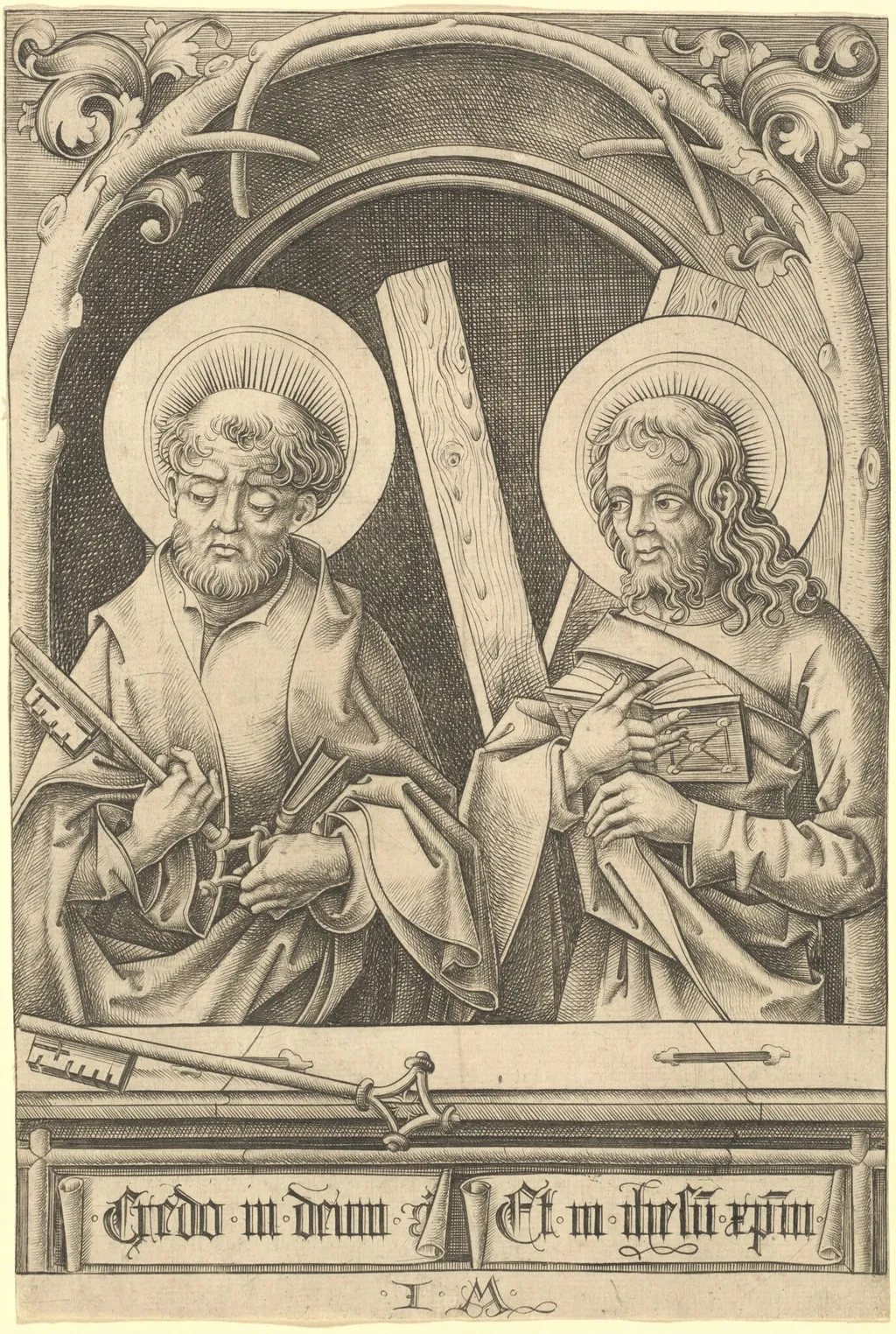 Saints Peter and Andrew, by Israhel van Meckenem, ink, 1482
