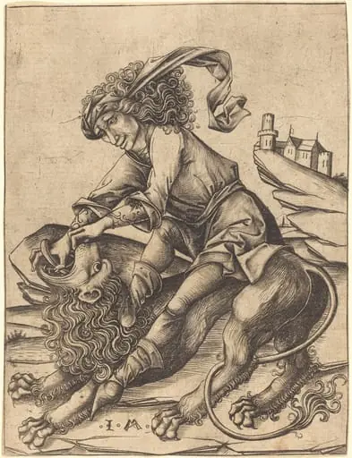 Samson and the Lion, by Israhel van Meckenem
