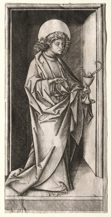St. John with Serpent in Chalice, by Israhel van Meckenem, 1490