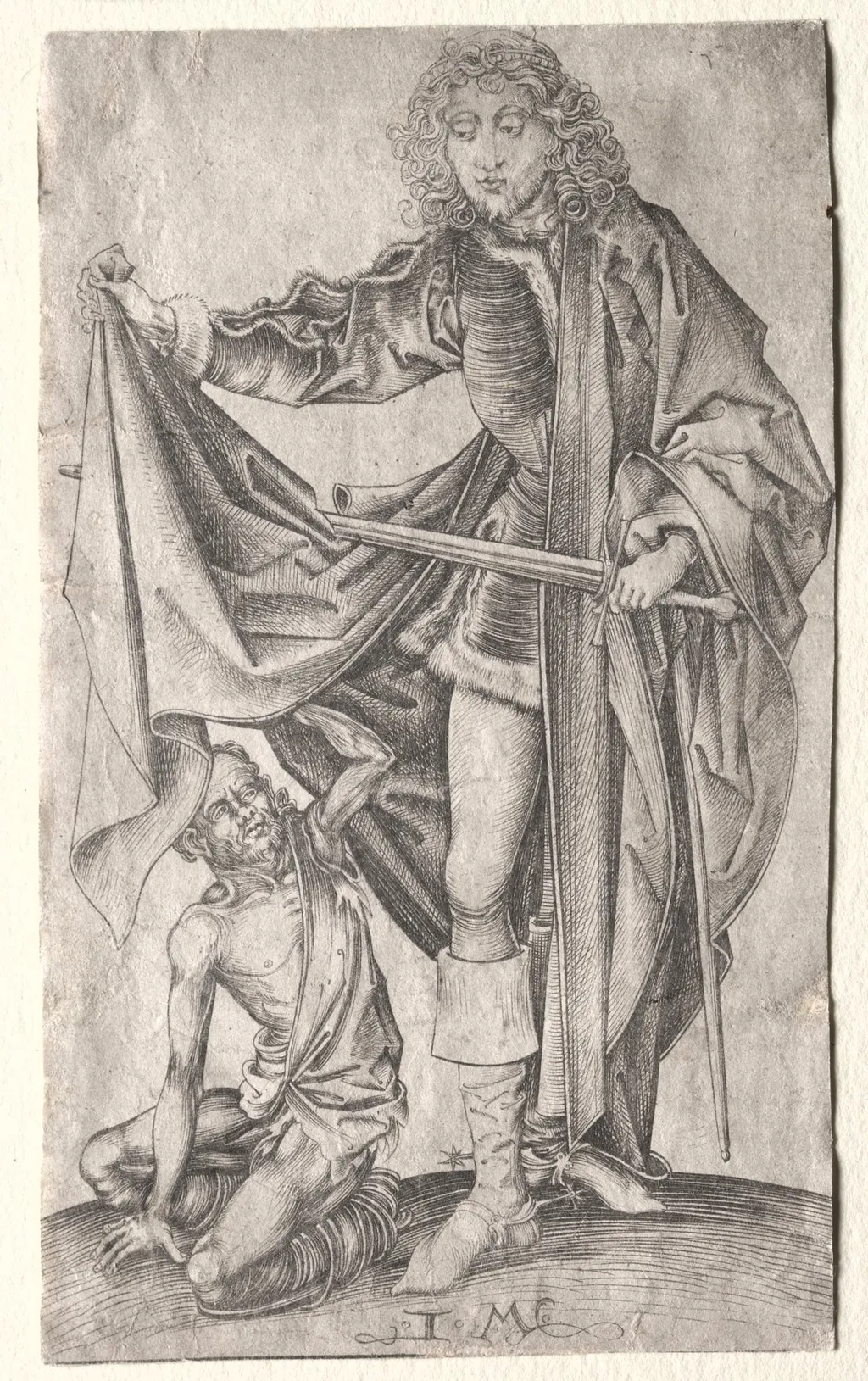 St. Martin Dividing His Cloak for a Beggar, by Israhel van Meckenem, 1488
