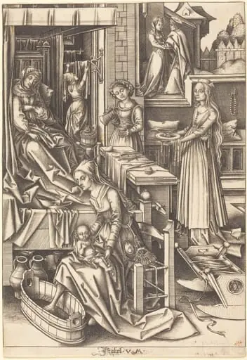 The Birth of the Virgin, by Israhel van Meckenem