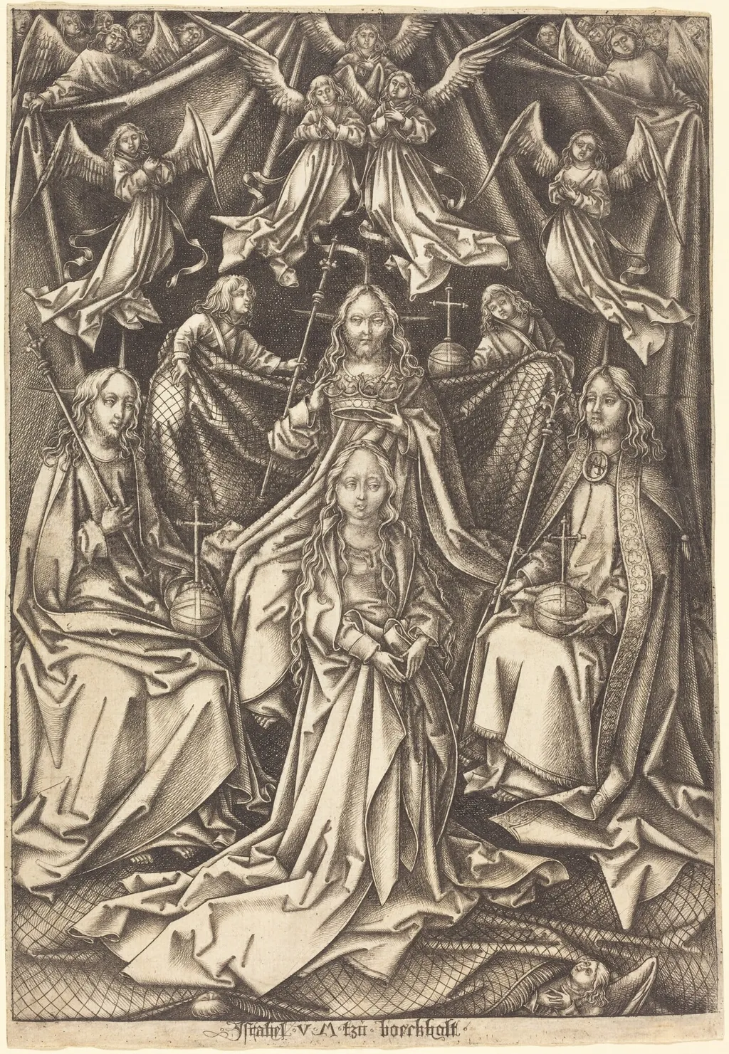 The Coronation of the Virgin, by Israhel van Meckenem, ink, 1495