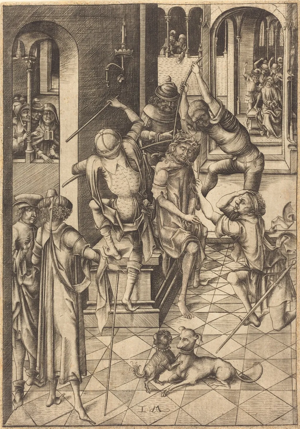 The Crowning with Thorns, by Israhel van Meckenem, ink, 1480
