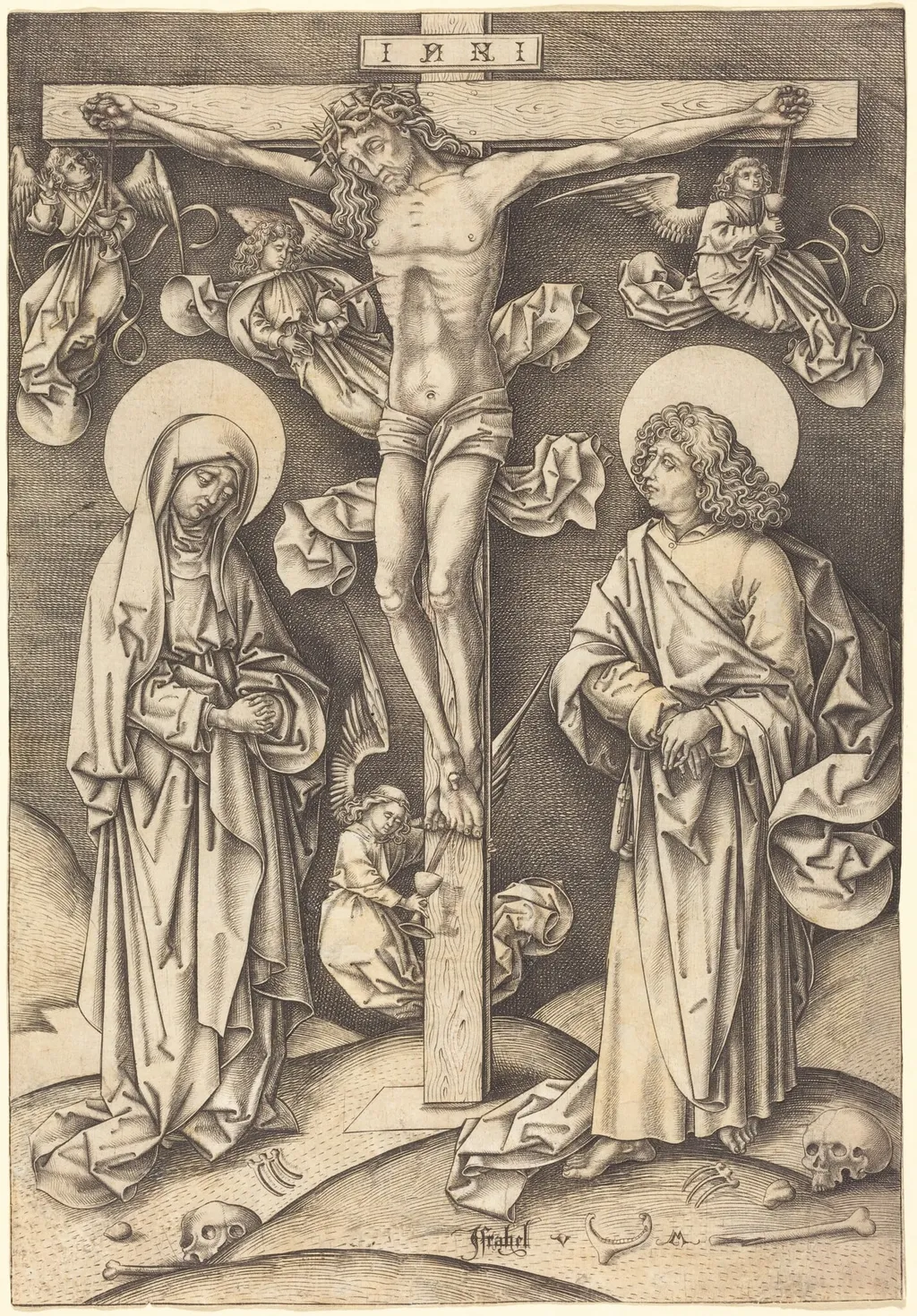 The Crucifixion, by Israhel van Meckenem, ink, 1495