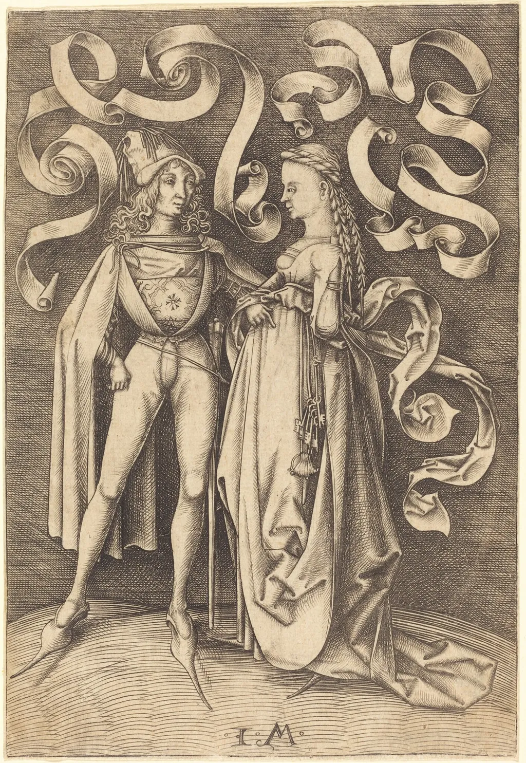 The Knight and the Lady, by Israhel van Meckenem, ink, 1499