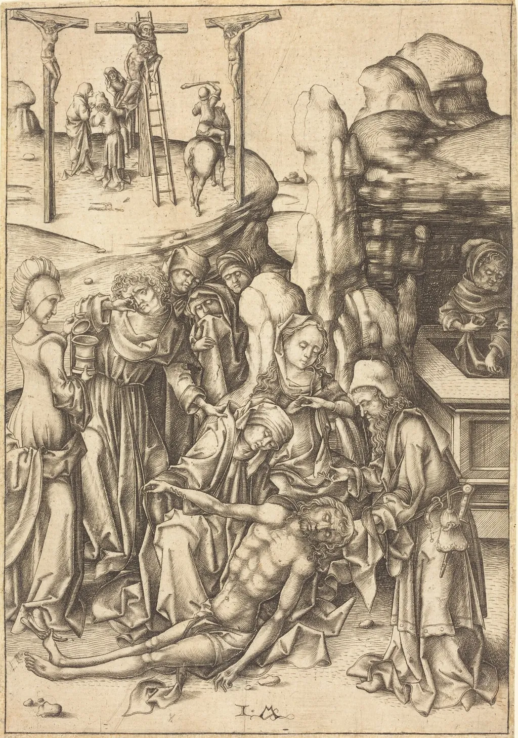 The Lamentation, by Israhel van Meckenem, ink, 1480