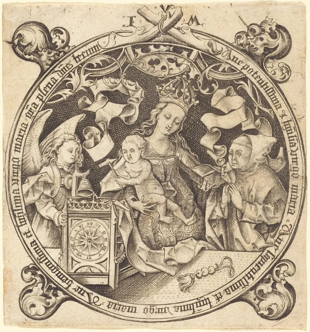 The Madonna with the Clock, by Israhel van Meckenem, ink, 1490