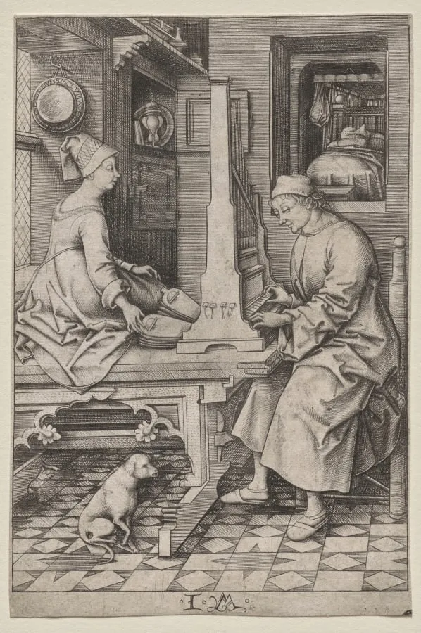 The Organ Player and His Wife, by Israhel van Meckenem, 1498