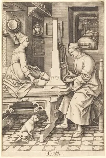 The Organ Player and His Wife, by Israhel van Meckenem