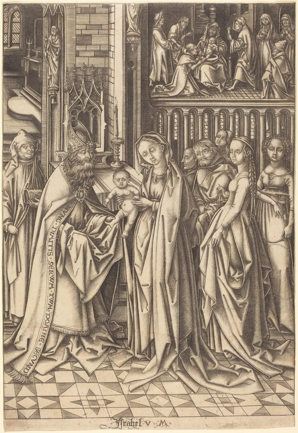 The Presentation in the Temple, by Israhel van Meckenem, ink, 1495