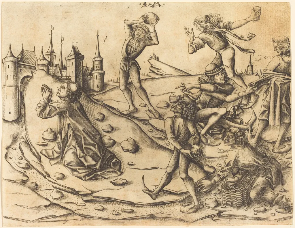 The Stoning of Saint Stephen, by Israhel van Meckenem, ink, 1470