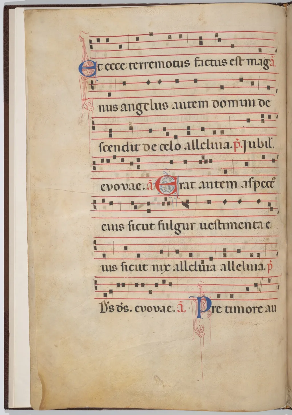 Leaf 3 from an antiphonal fragment (verso), by Italian 13th Century, ink, 1275