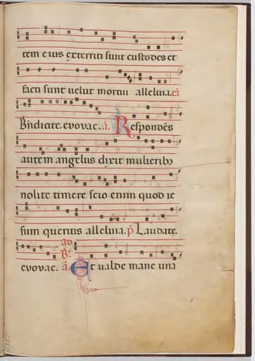Leaf 4 from an antiphonal fragment, by Italian 13th Century