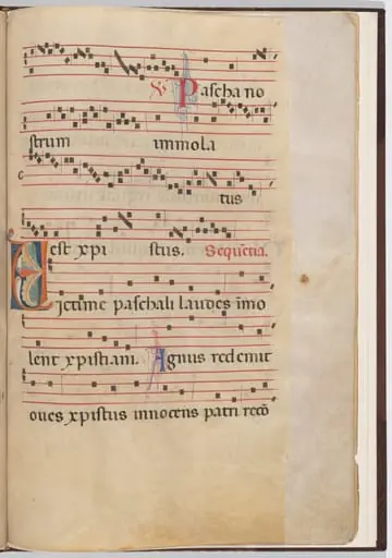 Leaf 6 from an antiphonal fragment, by Italian 13th Century