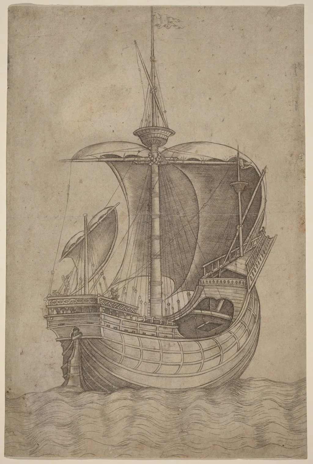 Carrack, Heading to the Right, by Italian 15th Century, ink, 1490
