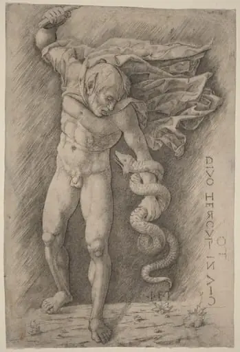 Faun Battling a Snake, by Italian 15th Century