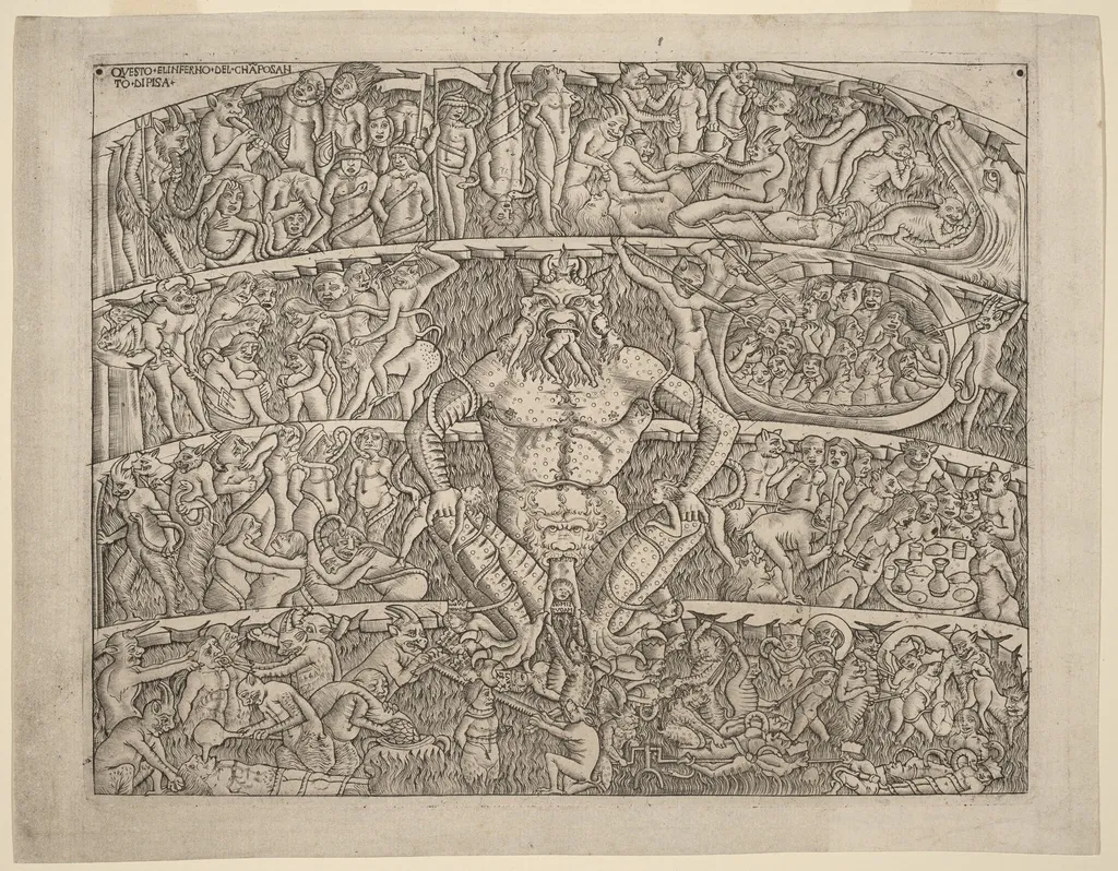The Inferno, after the Fresco in the Camposanto of Pisa, by Italian 15th Century, ink, 1490