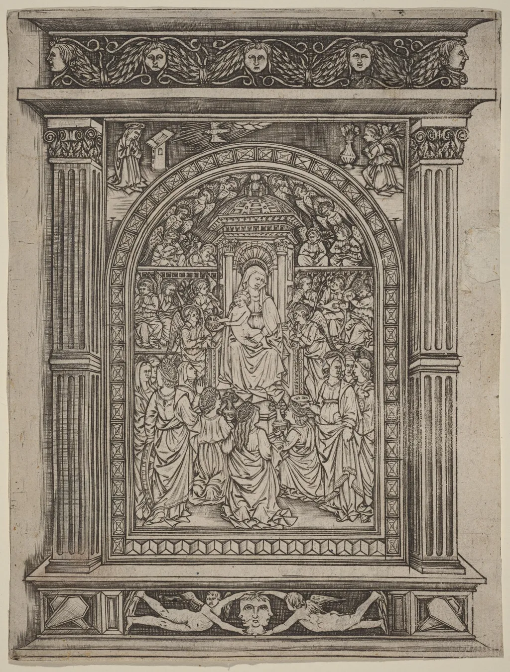 The Virgin and Child Enthroned, with Angels and Saints, by Italian 15th Century, 1460
