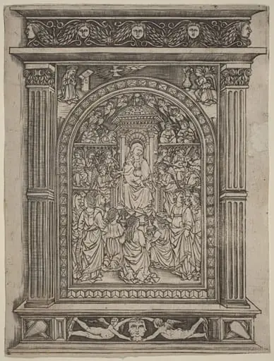 The Virgin and Child Enthroned, with Angels and Saints, by Italian 15th Century
