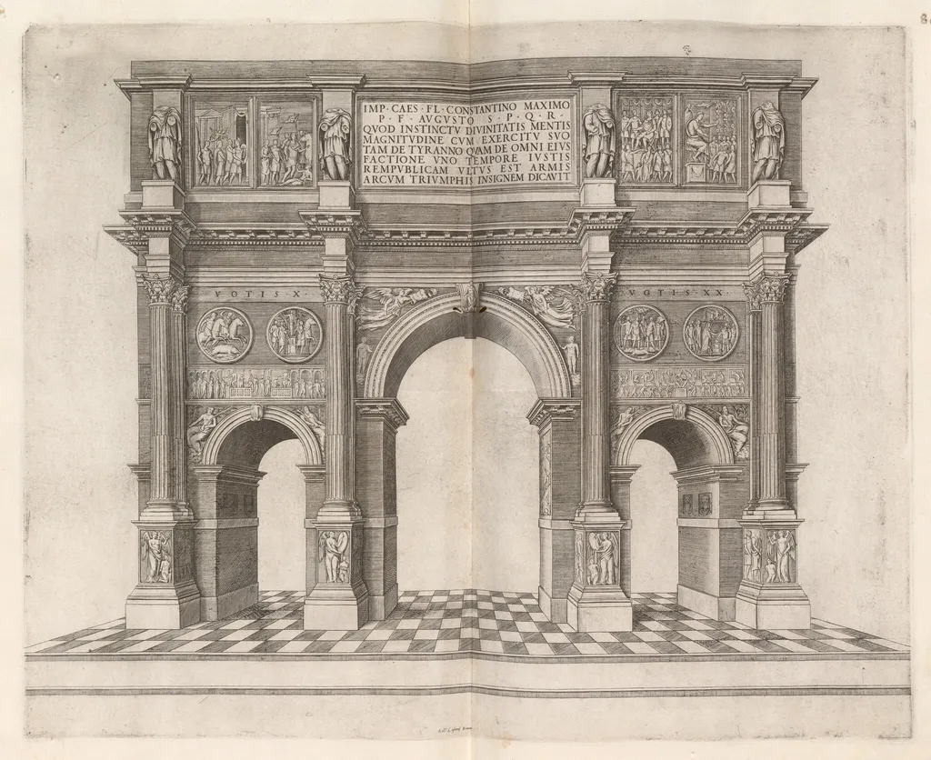 Arch of Constantine, by Italian 16th Century, ink, 1555