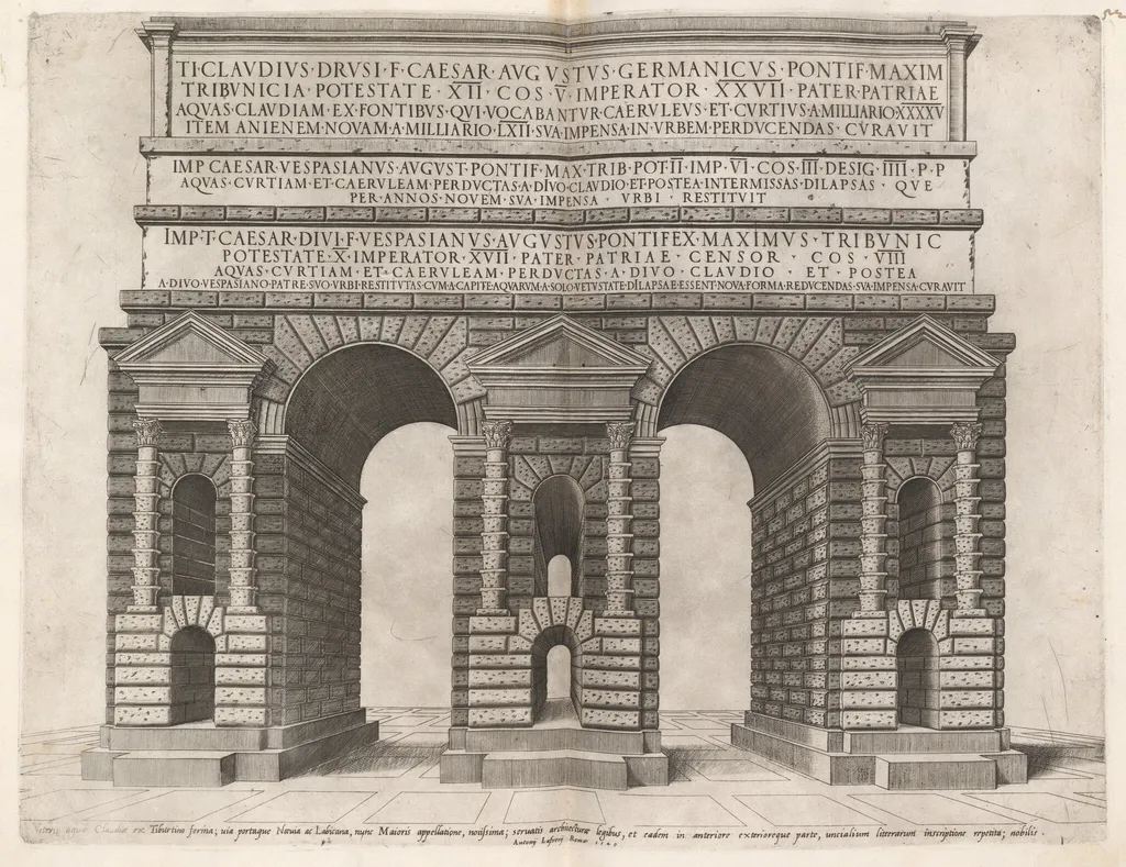 Arch of the Claudian Aqueduct, by Italian 16th Century, ink, 1549