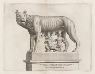 Capitoline Wolf with Romulus and Remus, by Italian 16th Century, 1552