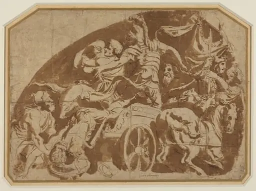 Flight of Meriones, with Dead Coeranos Being Dragged from the Chariot, by Italian 16th Century