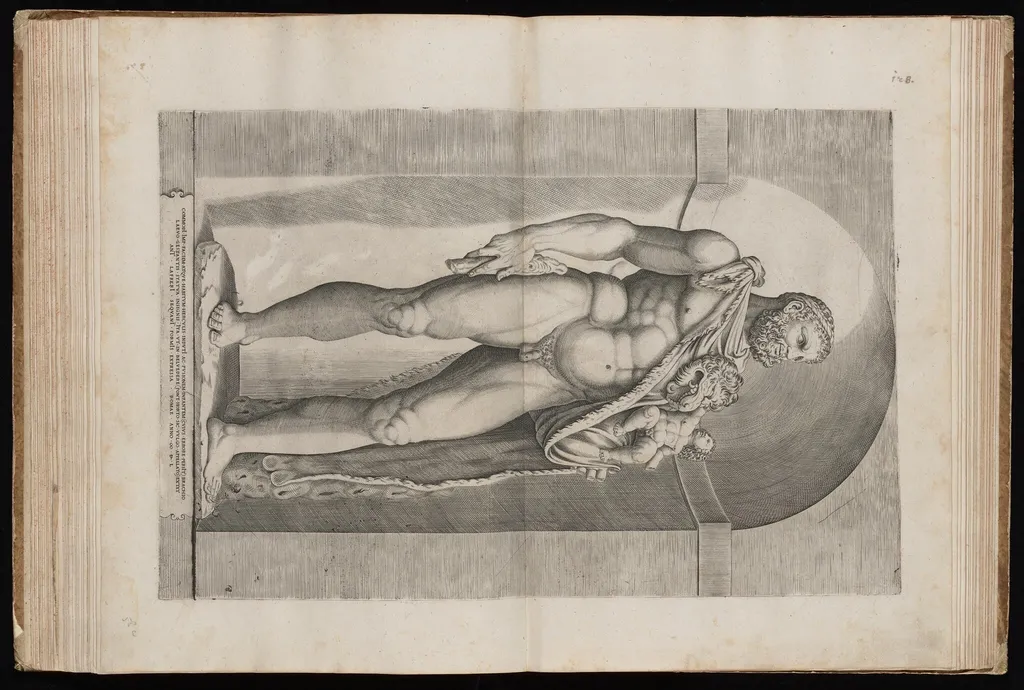 Heracles with the Infant Telephos, by Italian 16th Century, ink, 1550