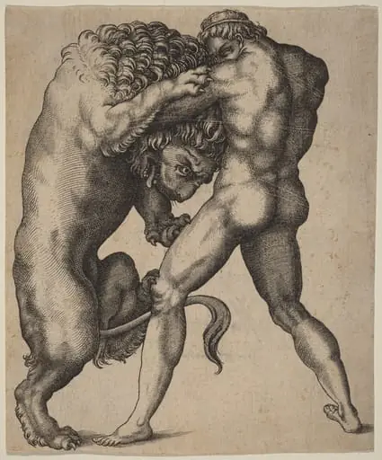 Hercules and the Nemean Lion, by Italian 16th Century