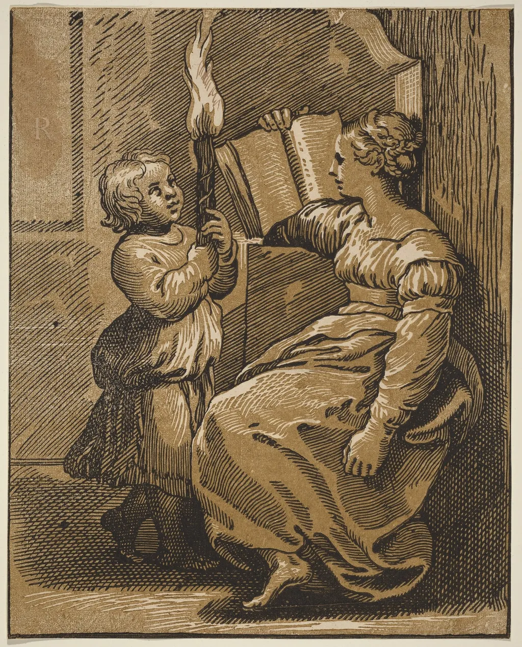 Sibyl Reading, by Italian 16th Century, ink, 1550