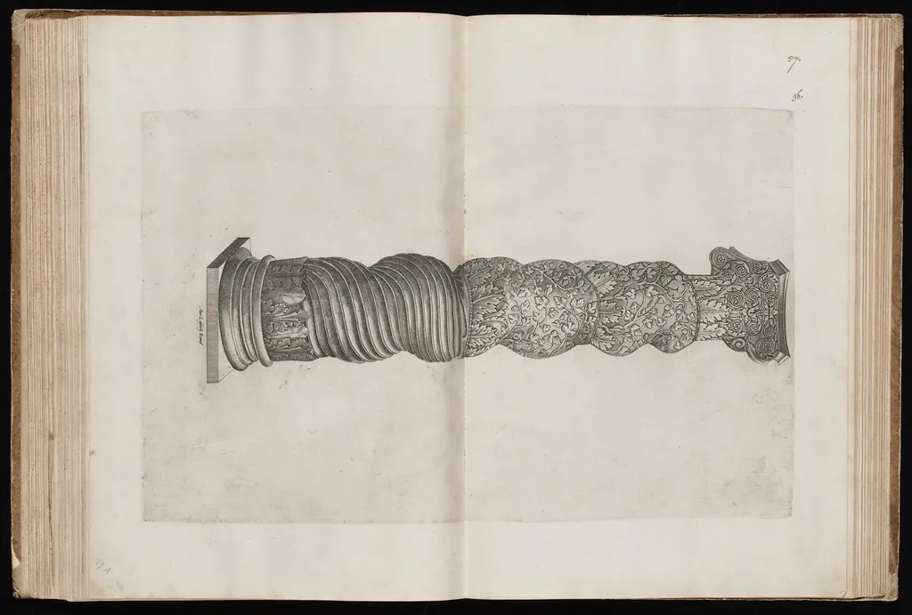 Solomonic Column from Saint Peter's Basilica, by Italian 16th Century, ink, 1544