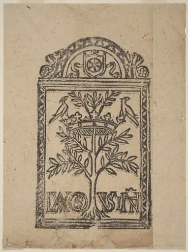 Tree with Crown and Two Birds, by Italian 16th Century