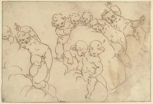 Putti in the Clouds, by Italian 17th - 18th century