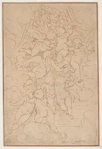 A Group of Angels in Glory, by Italian 17th Century