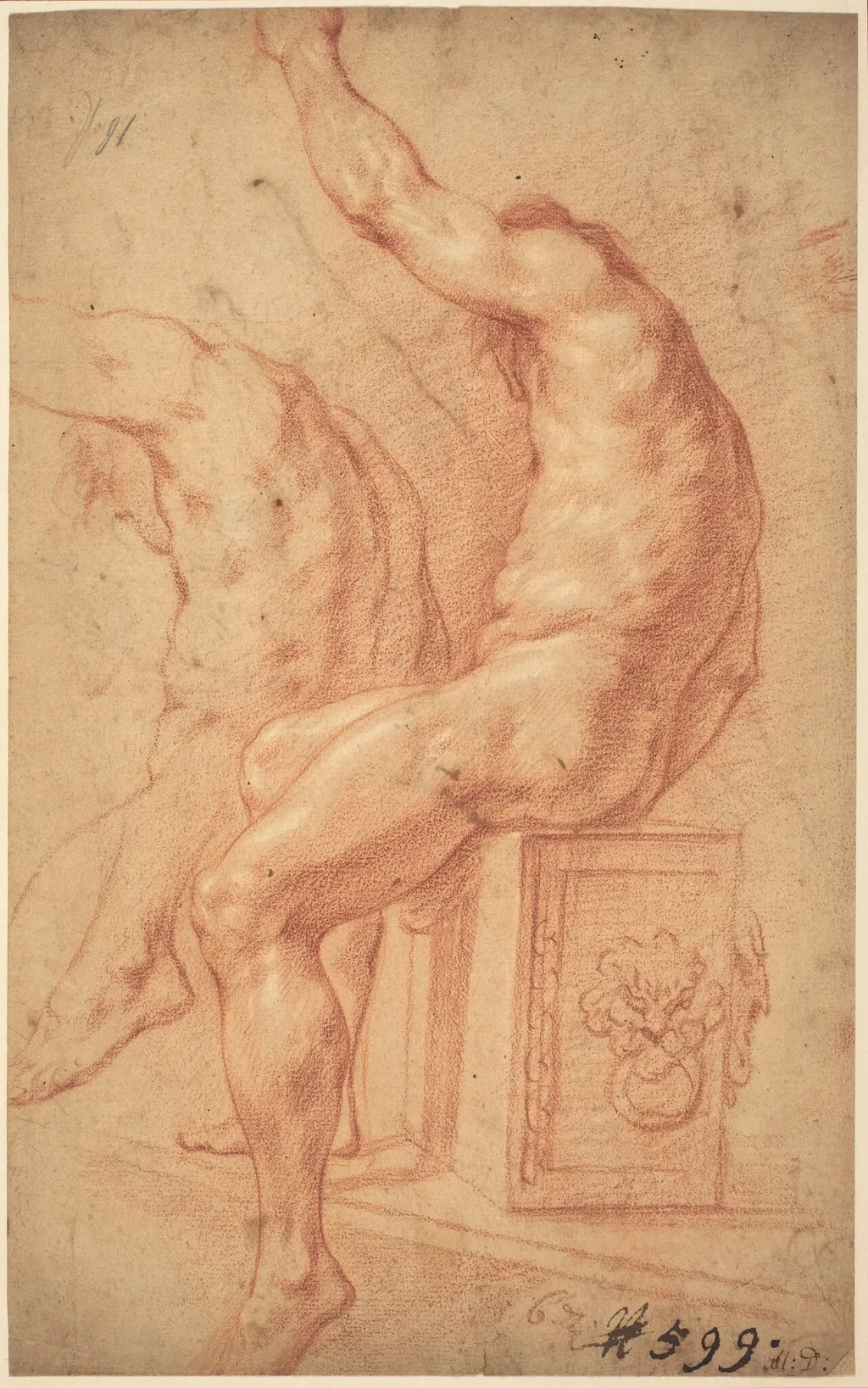 A Seated Nude, by Italian 17th Century, chalk