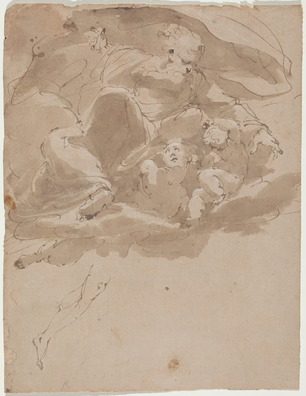 God the Father with Angels, by Italian 17th Century, ink, 1601