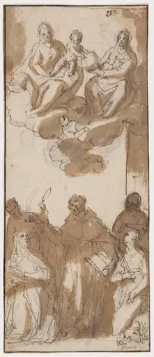 Madonna and Child in the Clouds, Adored by Saints, by Italian 17th Century